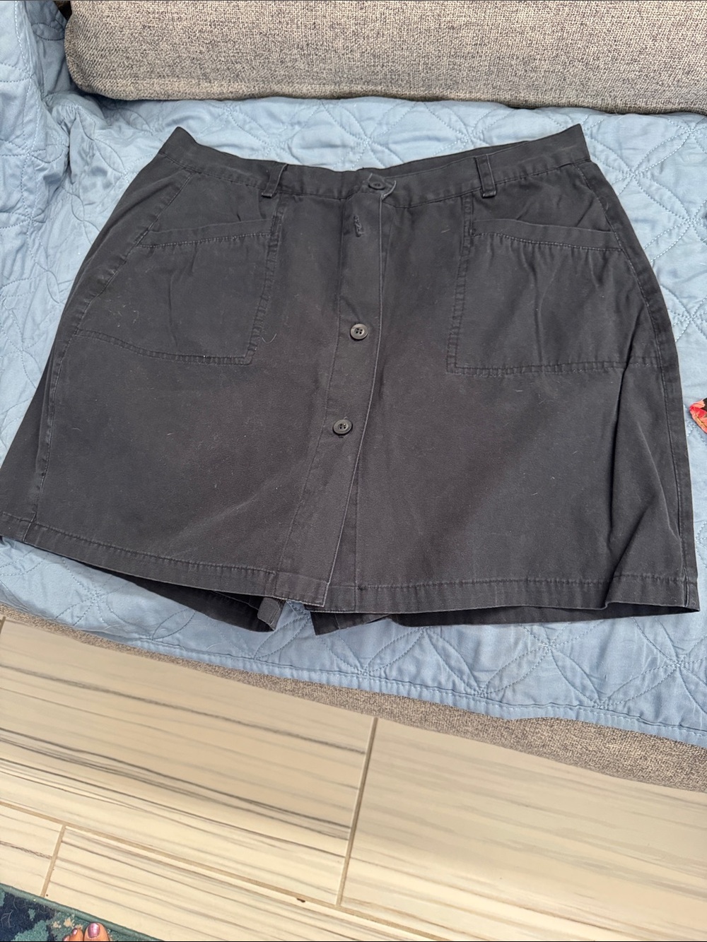 Abercrombie & Fitch Black Button-Front Mini Skort